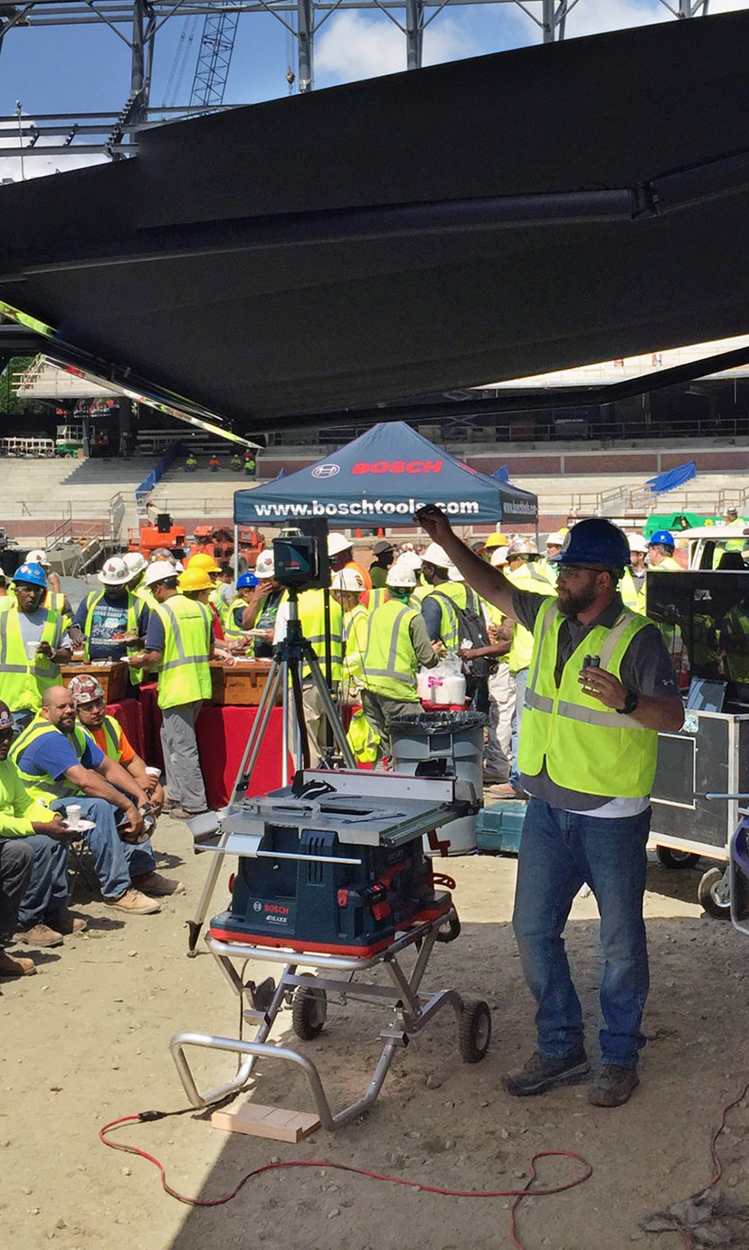 Bosch safety demonstration at construction stie