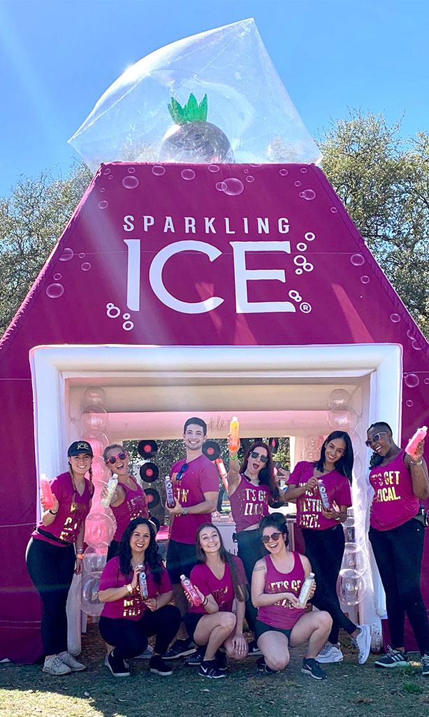 Sparkling ICE Inflatable tent with brand ambassadors